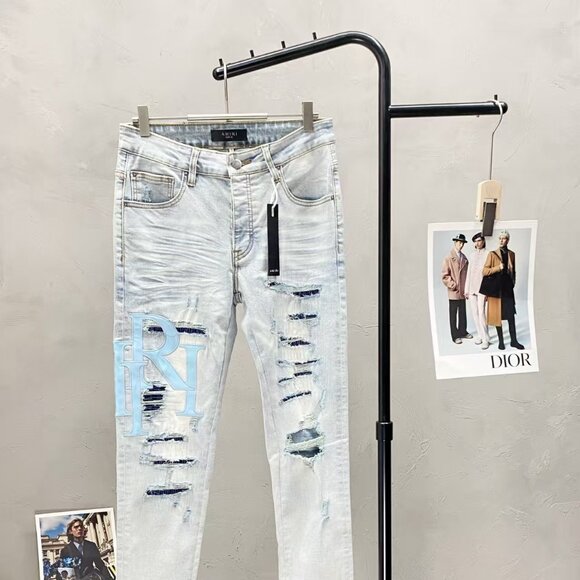 amiri men's washed and ripped slim fit jeans